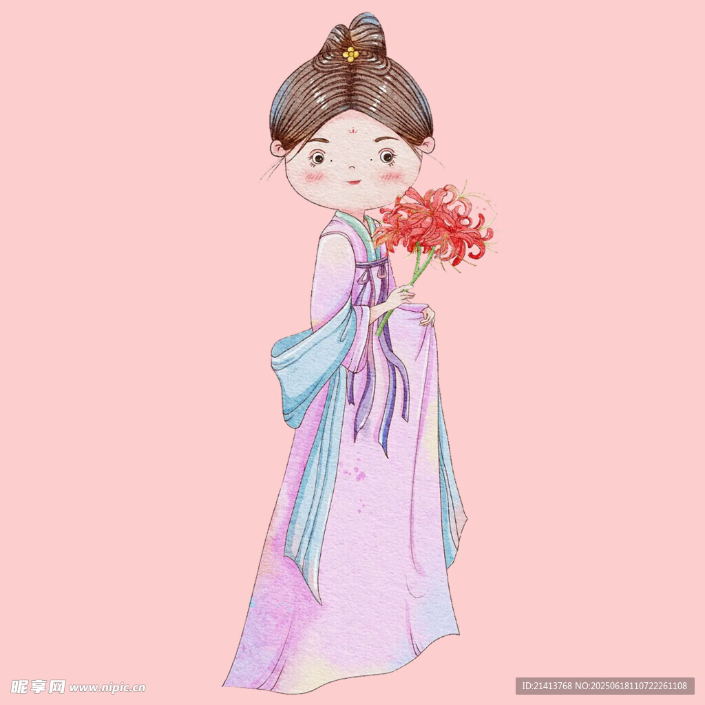 古风少女手持花束