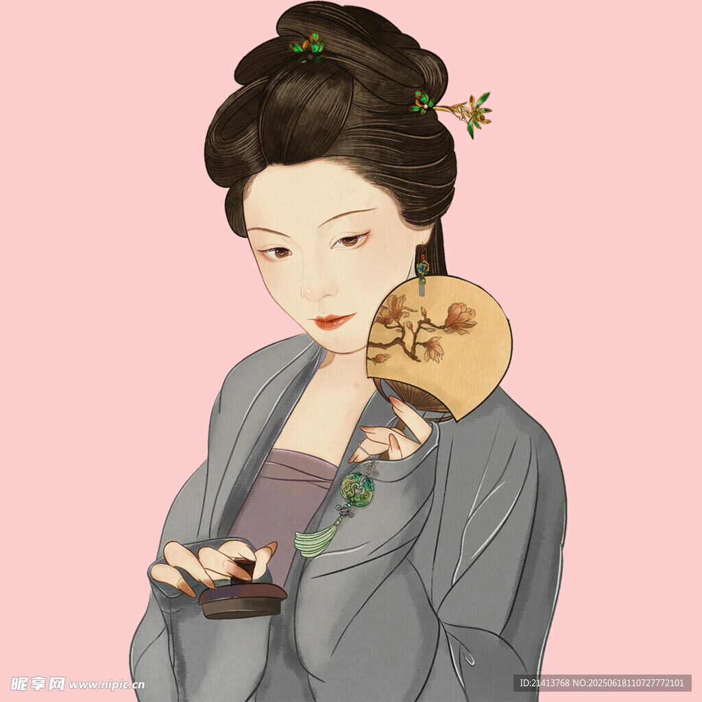 古风持扇优雅女子