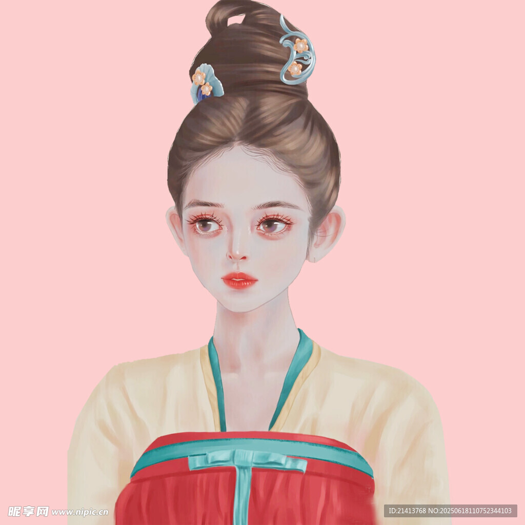 古风汉服女子优雅盘发造型