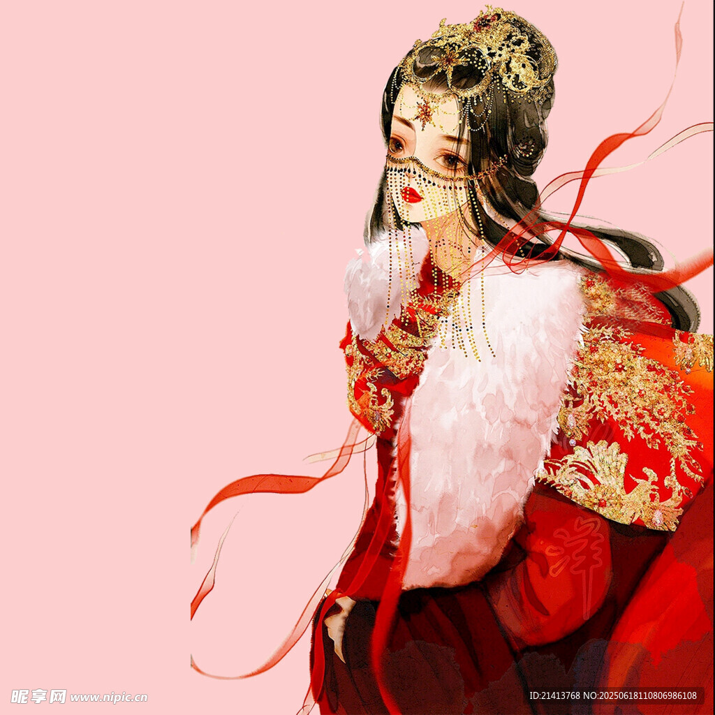 古风红衣女子华丽扮相