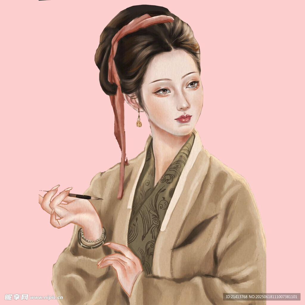古风女子持物优雅画像