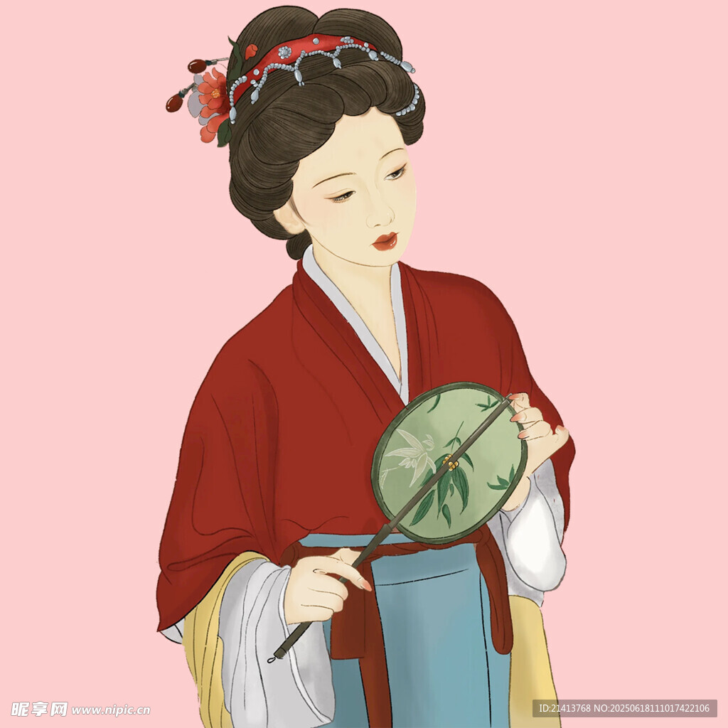 古典持扇女子优雅形象