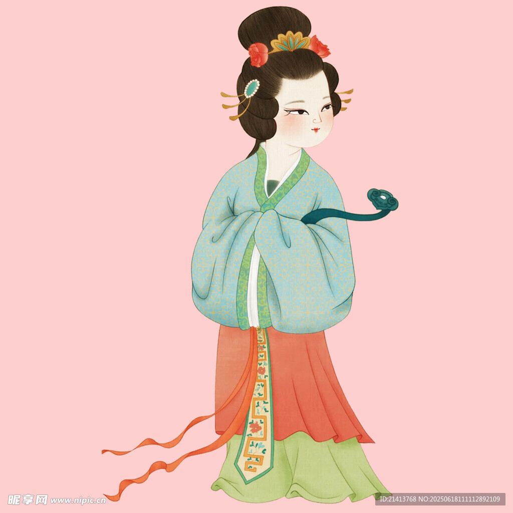 古风汉服女子与青鸟