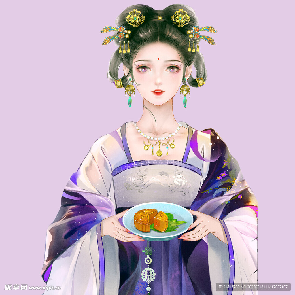 古风女子端盘图