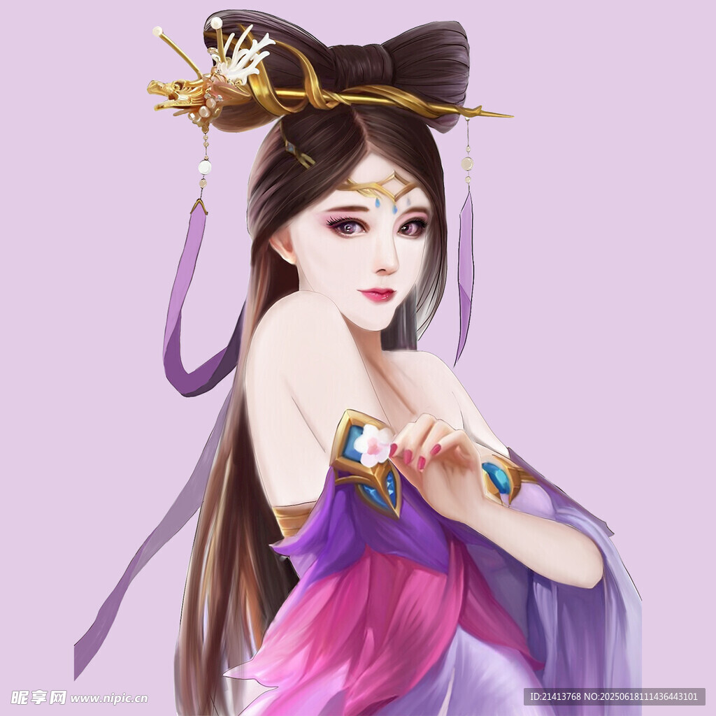 古风紫衣女子优雅造型