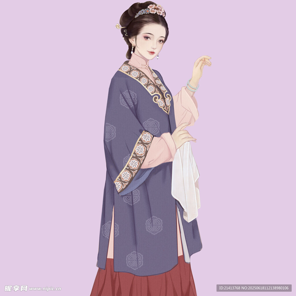 古典汉服女子优雅姿态