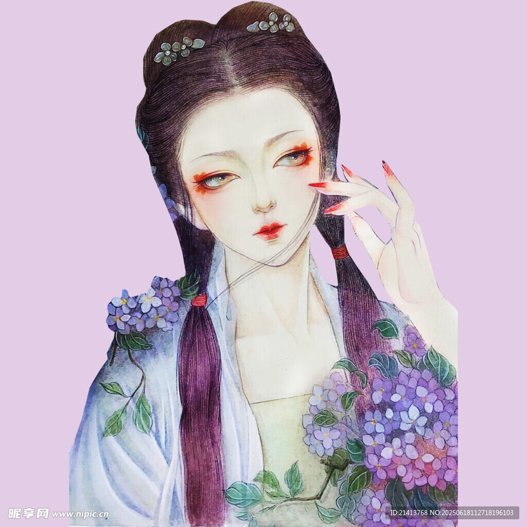 古风紫衣女子优雅姿态