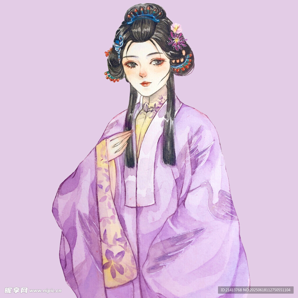 古风紫衣女子古典扮相