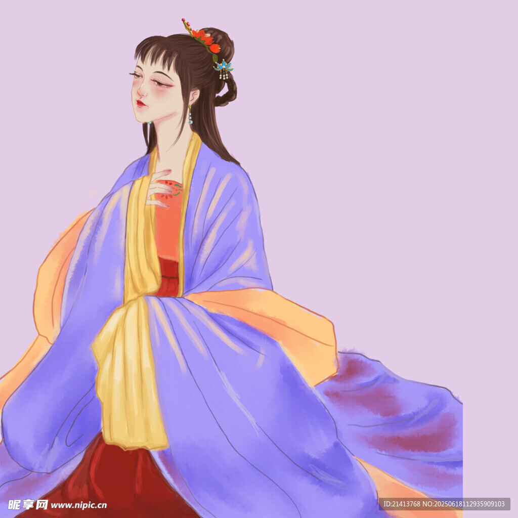古风飘逸的古装女子形象