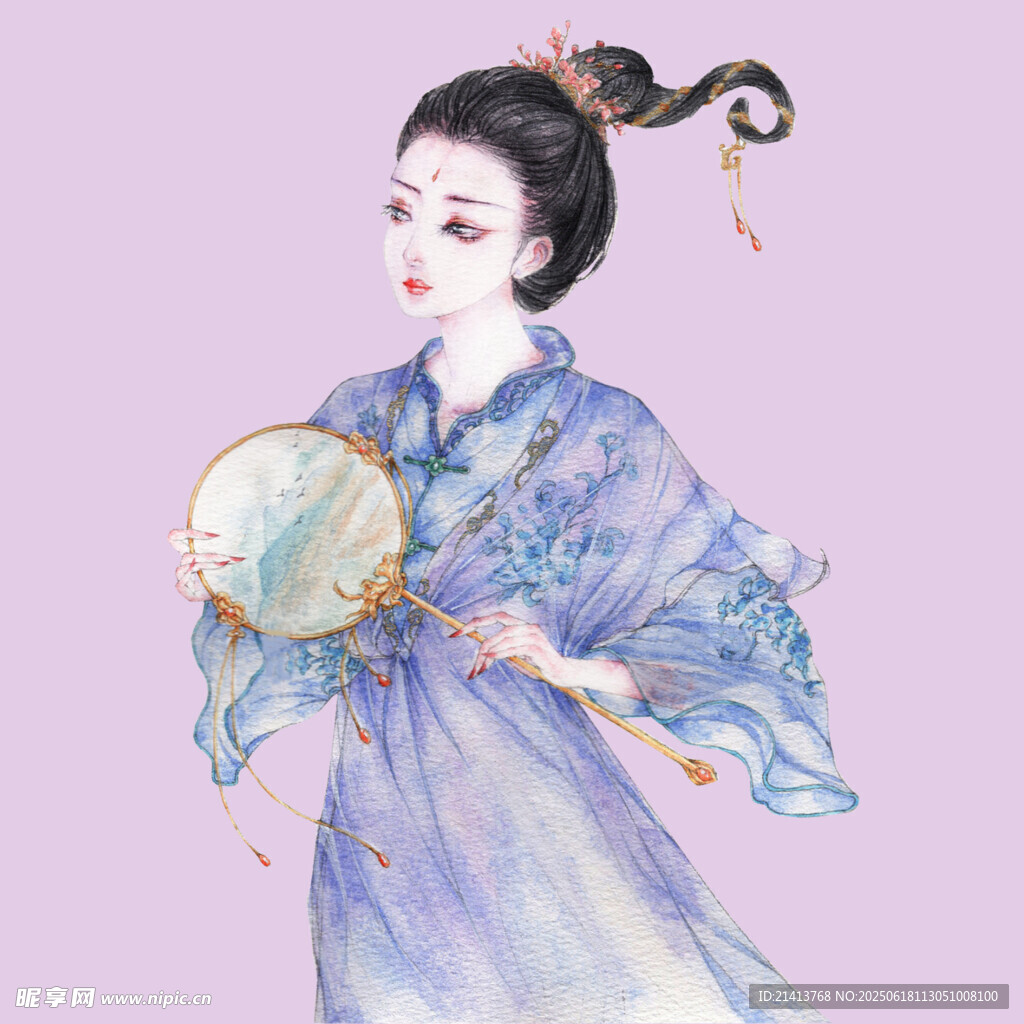 古风持扇女子优雅身姿