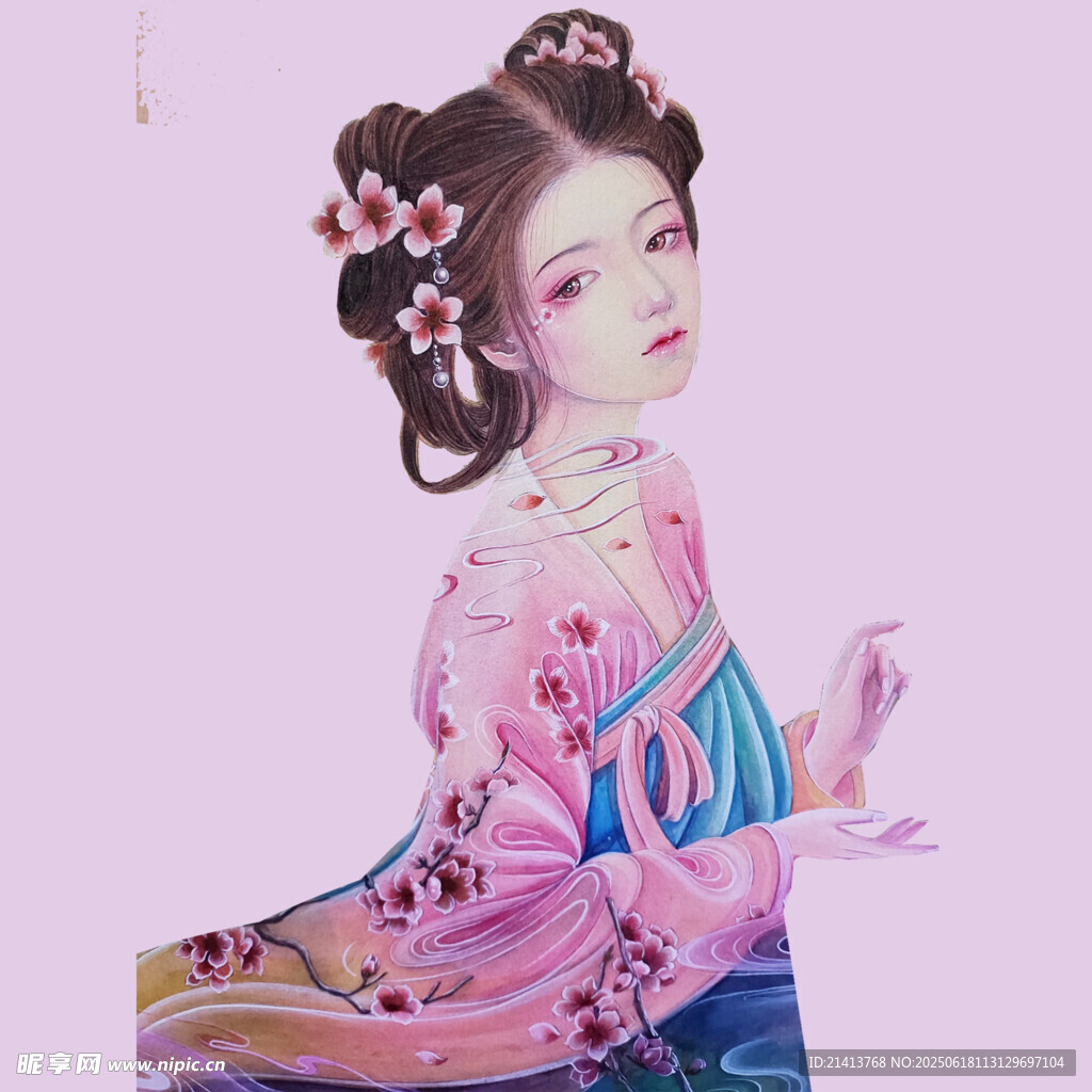 古风汉服少女优雅侧影