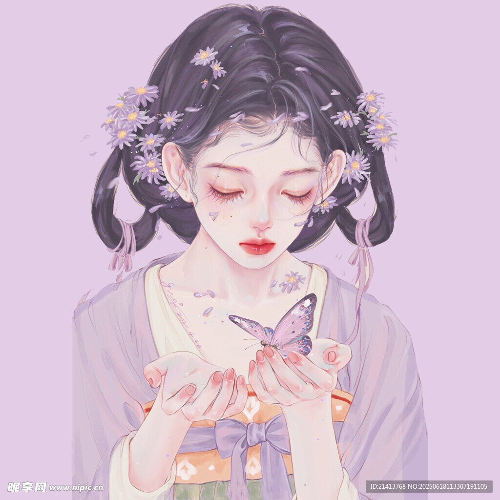 古风少女与蝶的唯美瞬间