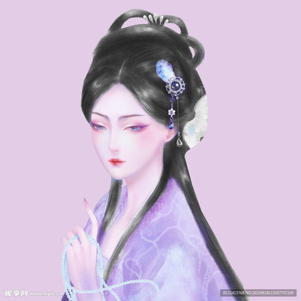 古风紫衣女子优雅扮相