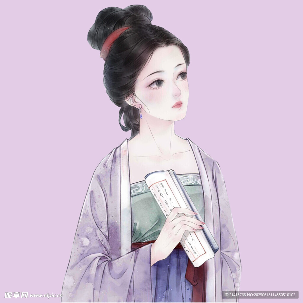 古风持卷佳人