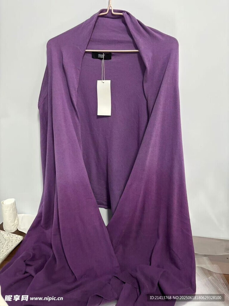 紫色长款开衫优雅服饰