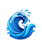 蓝色海浪插画