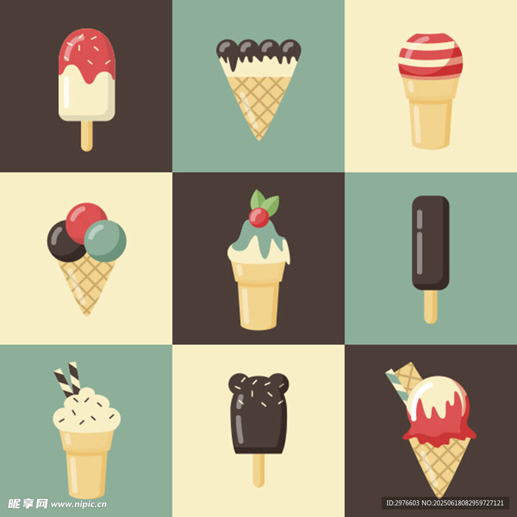 多彩冰淇淋图案集合