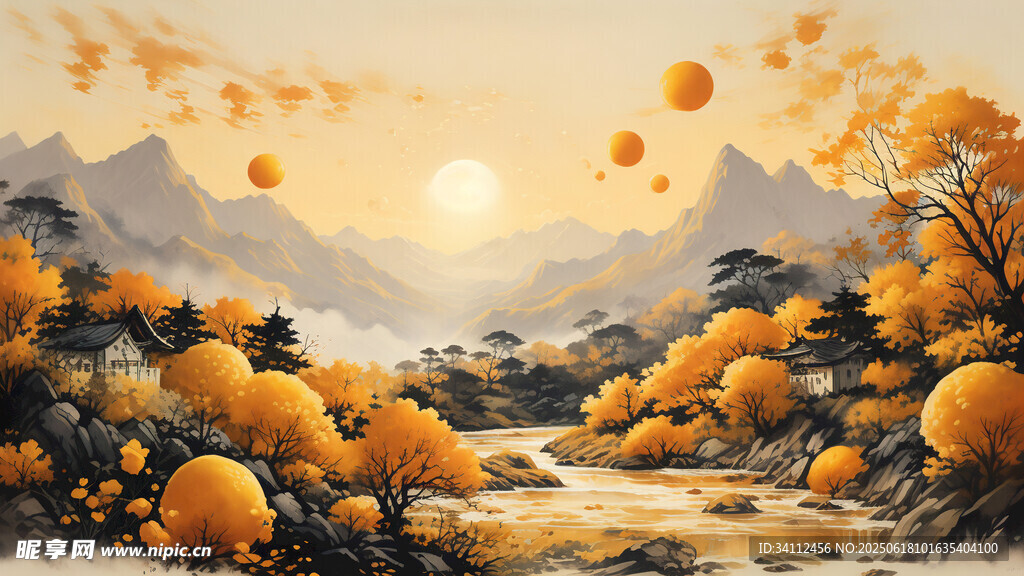 秋日山林盛景 金叶覆山川