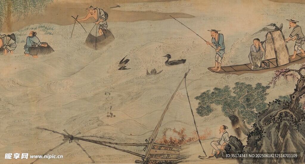 古代水上航行场景图