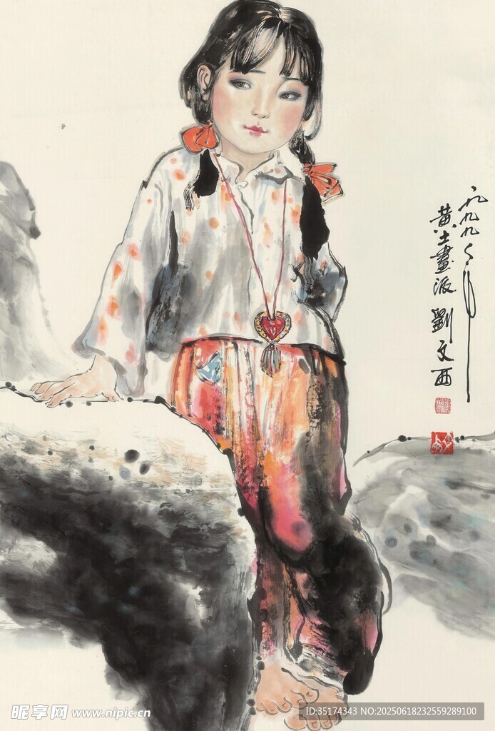 水墨风格小女孩