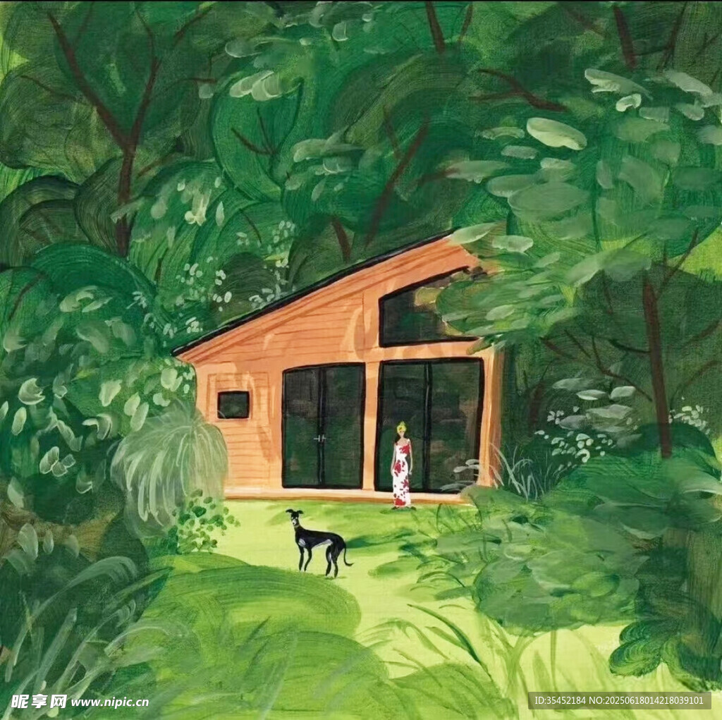林中木屋插画