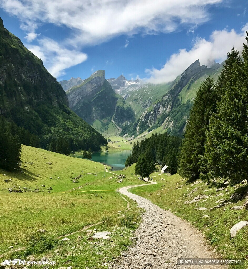山间小径旁的秀丽山谷风光
