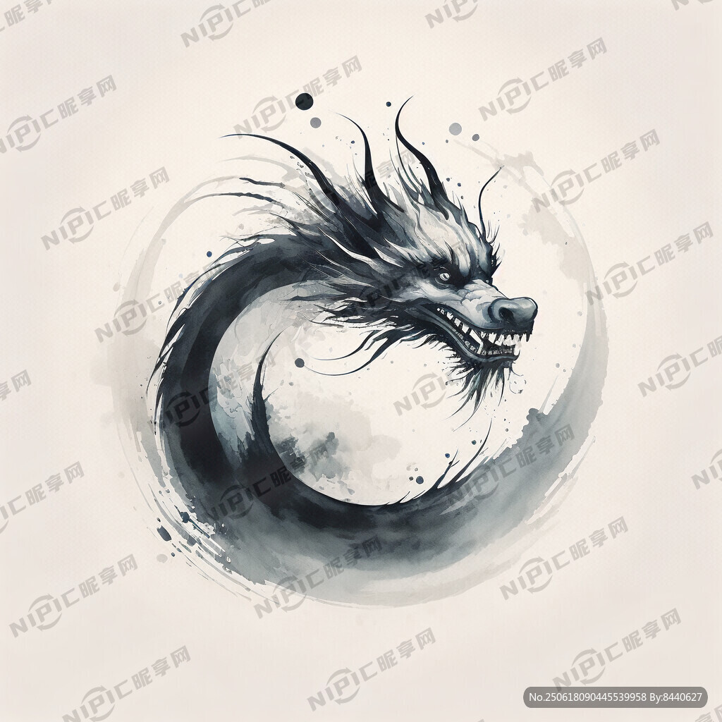 抽象龙形 像笔画似龙 去掉龙头