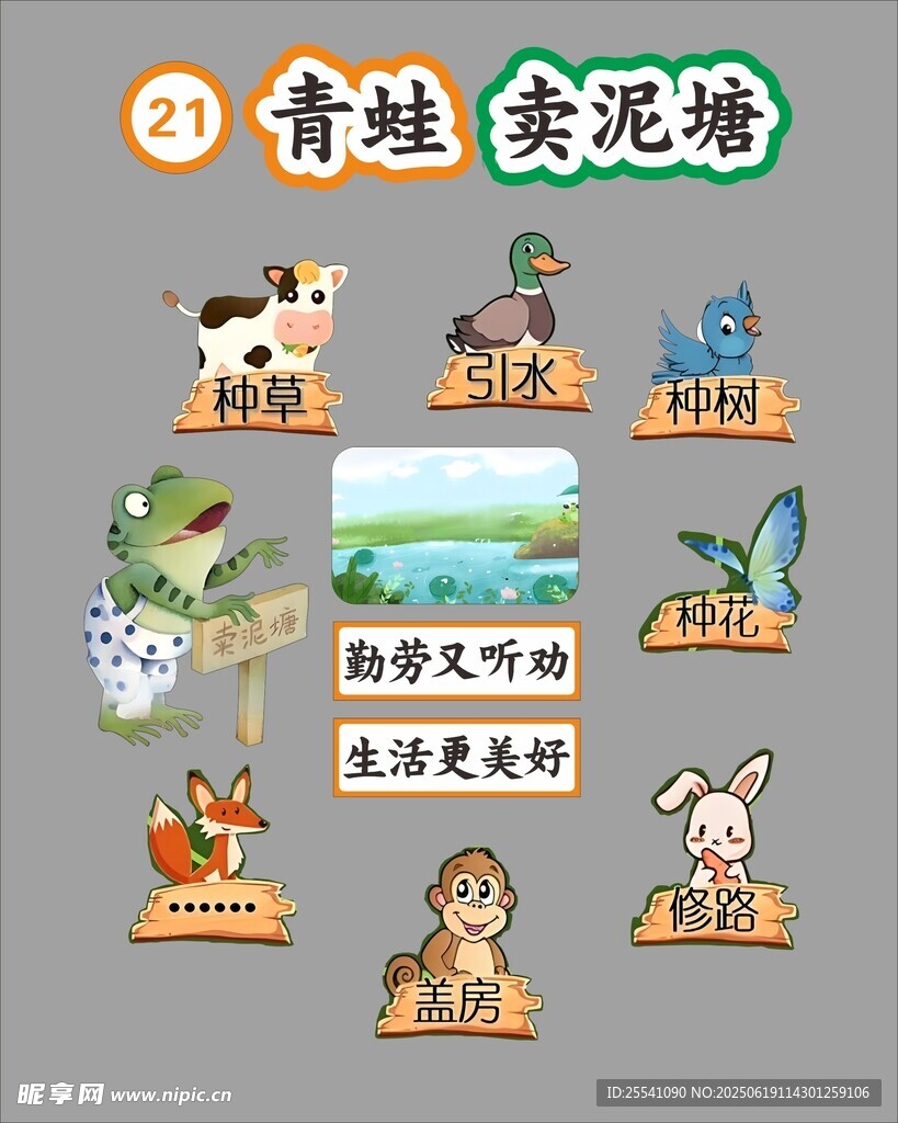 板书青蛙卖泥塘