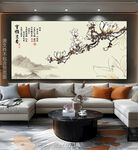 新中式玉兰花古风沙发背景画