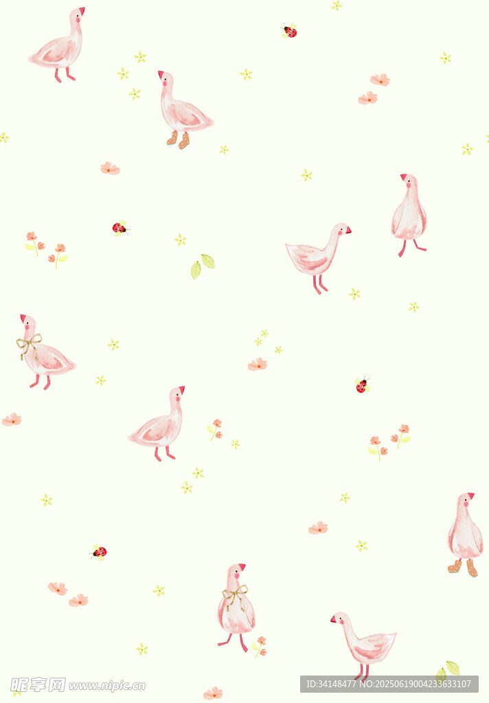 粉色恐龙图案可爱背景图