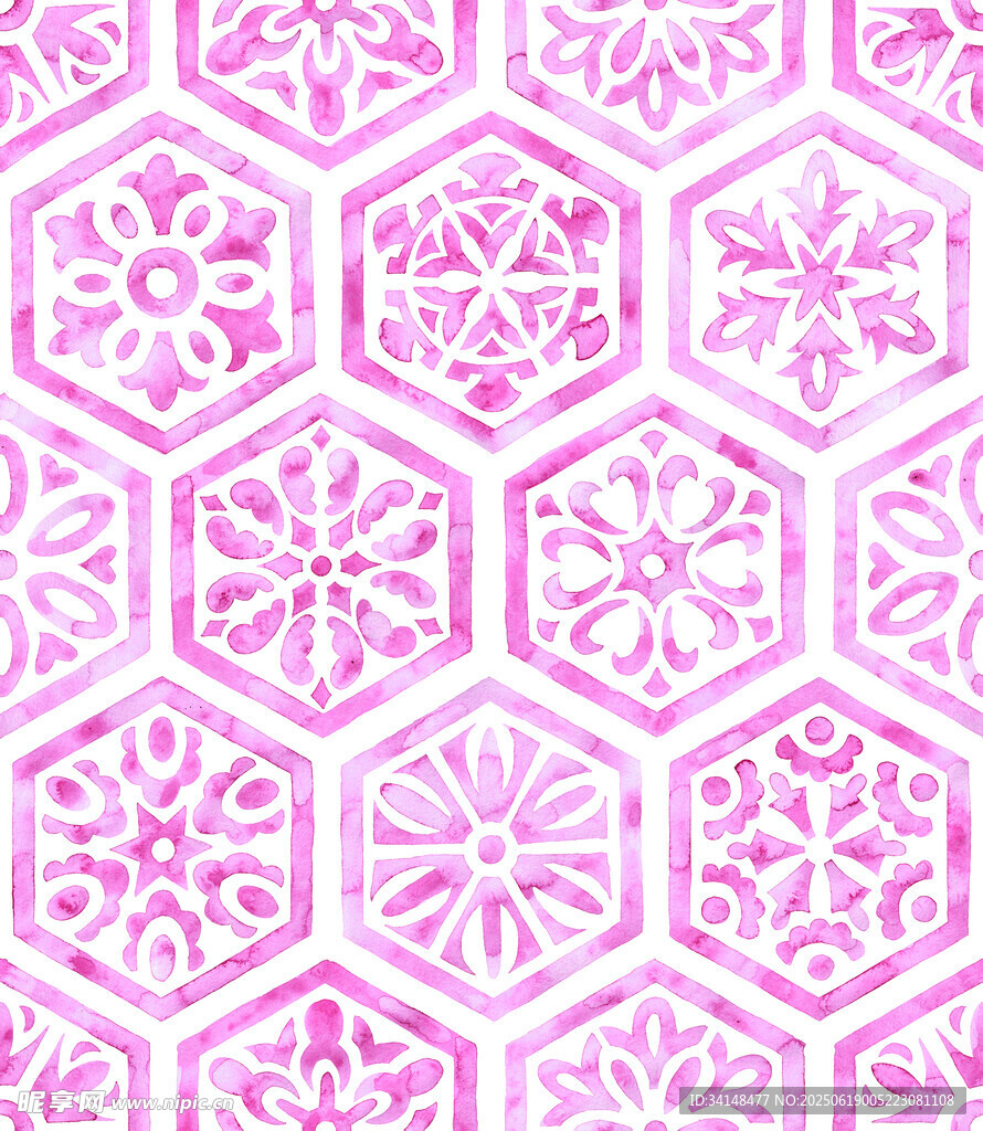 粉色六边形花卉图案纹理