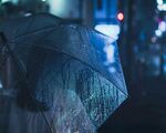 雨中撑伞背影
