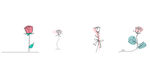 连续线条玫瑰花卉极简主义png