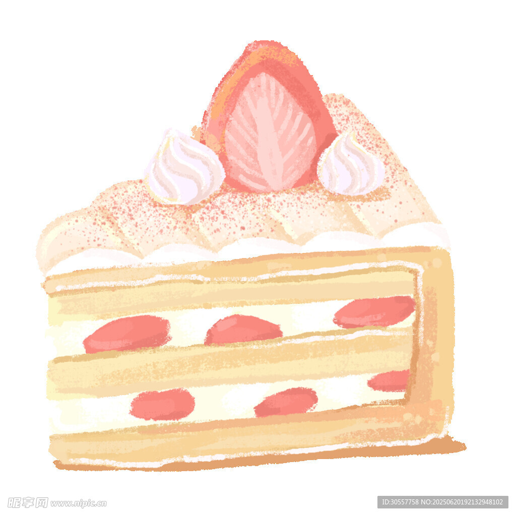 草莓奶油蛋糕插画