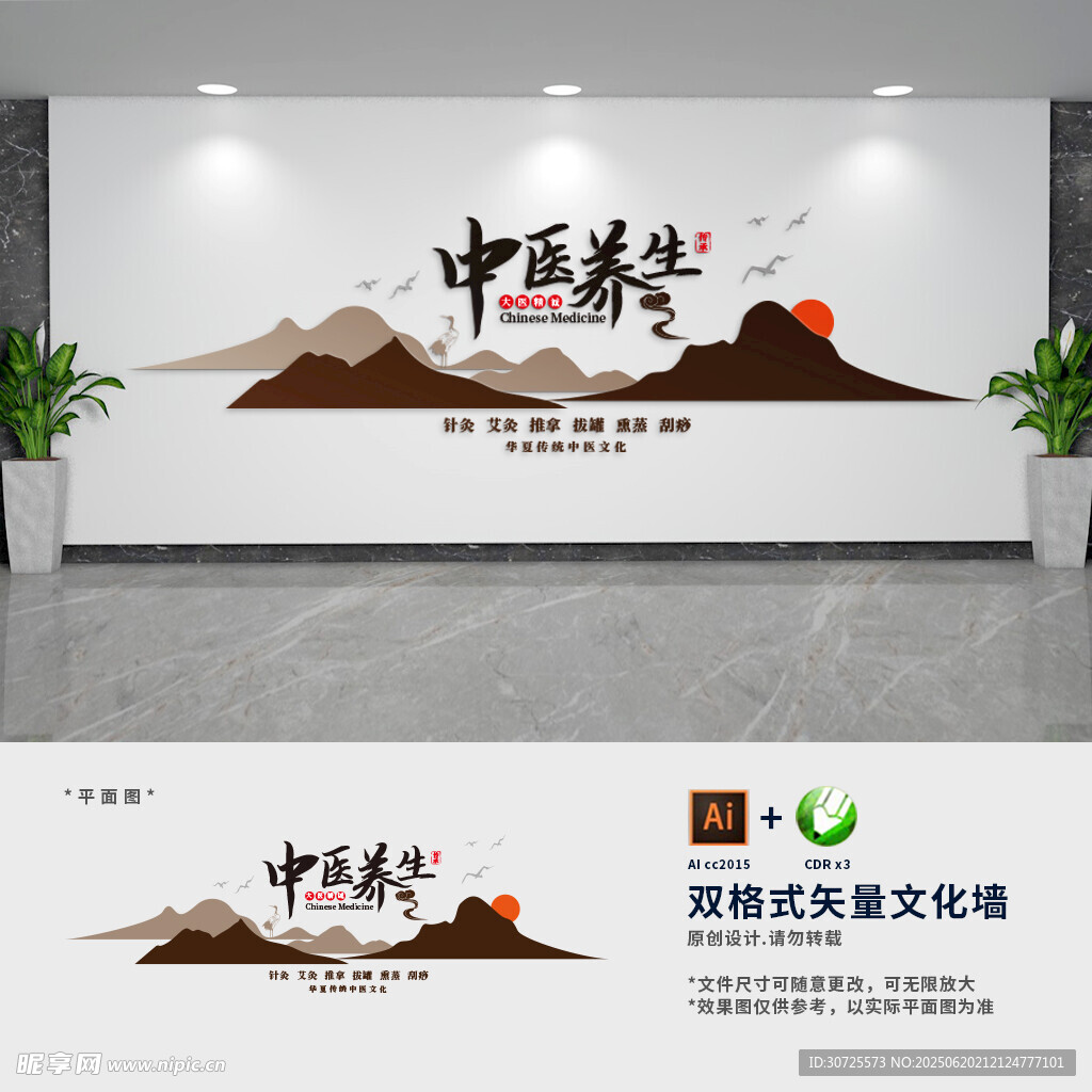 中式中医文化墙设计效果图