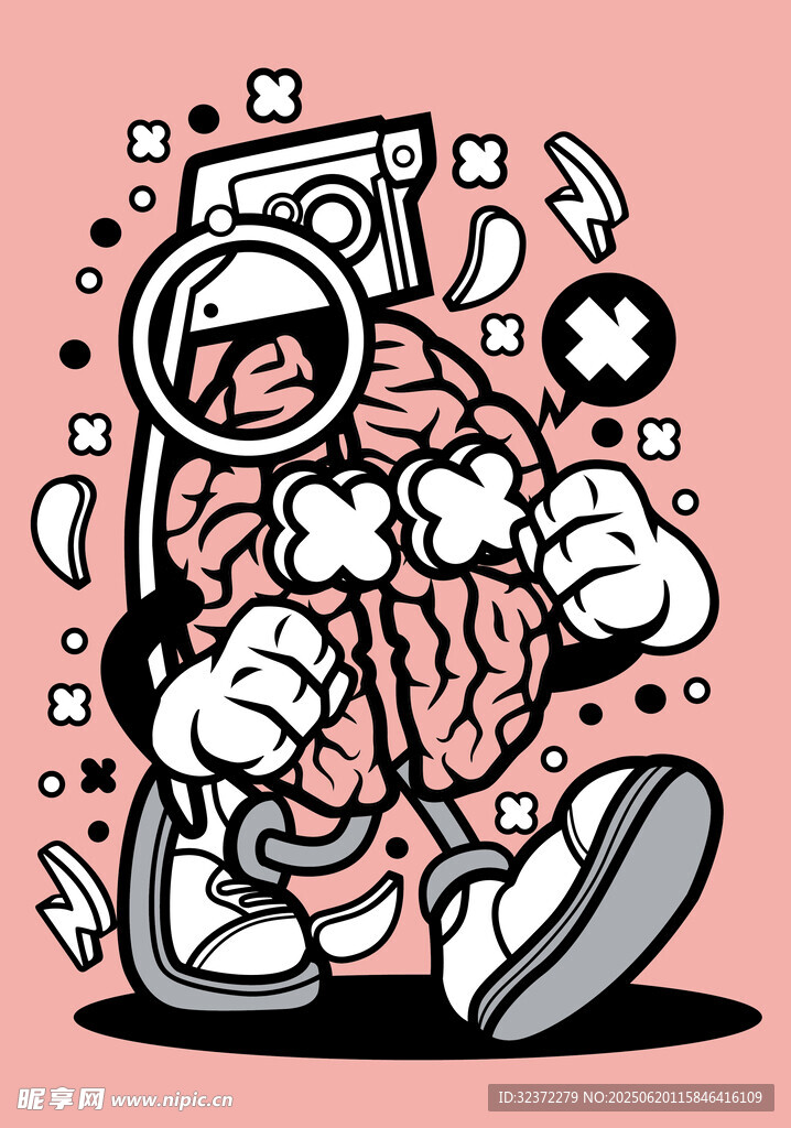 大脑活力 科技元素创意插画
