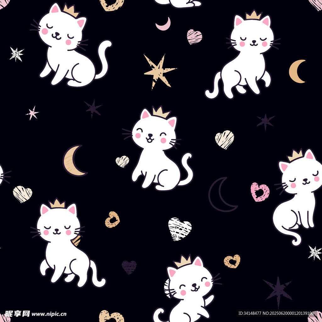 可爱猫咪星空图案背景