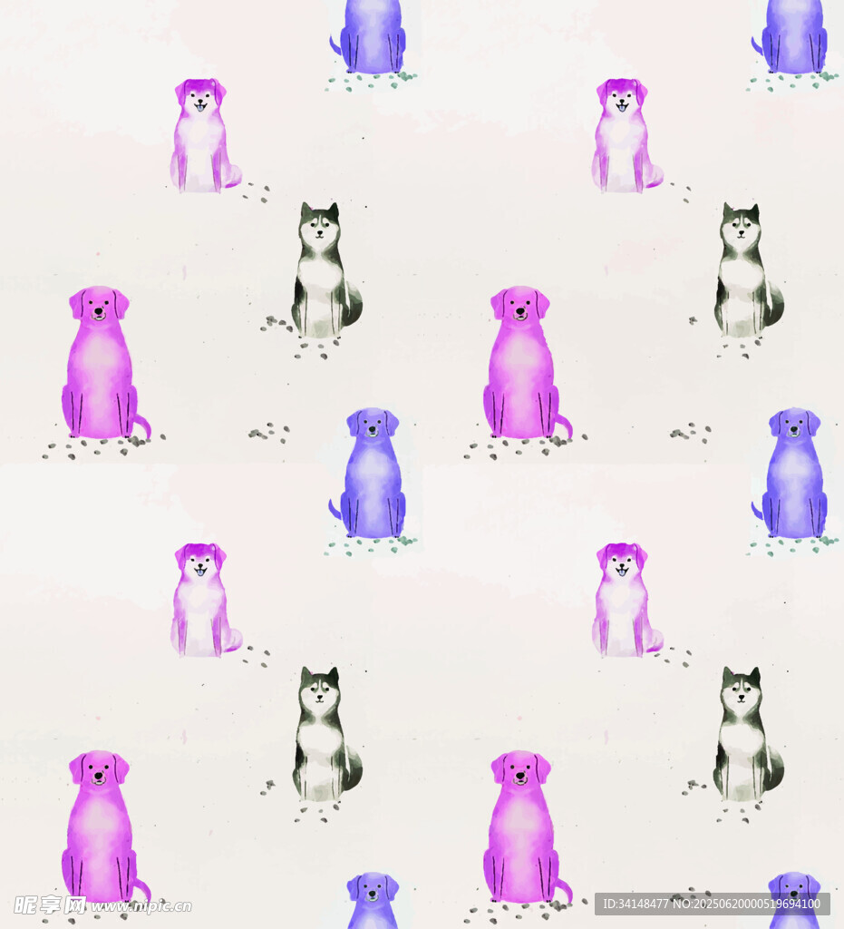 可爱猫狗图案背景图