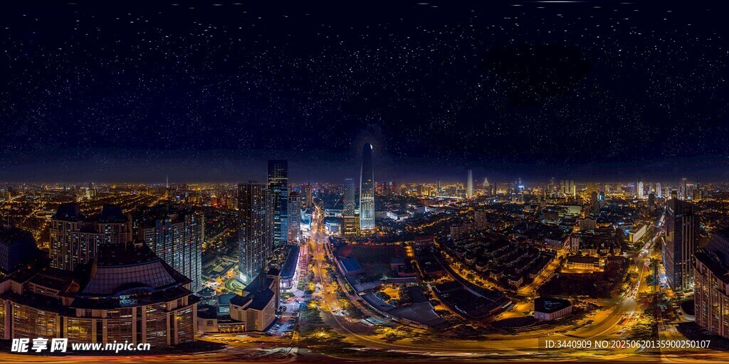 城市璀璨夜景俯瞰图