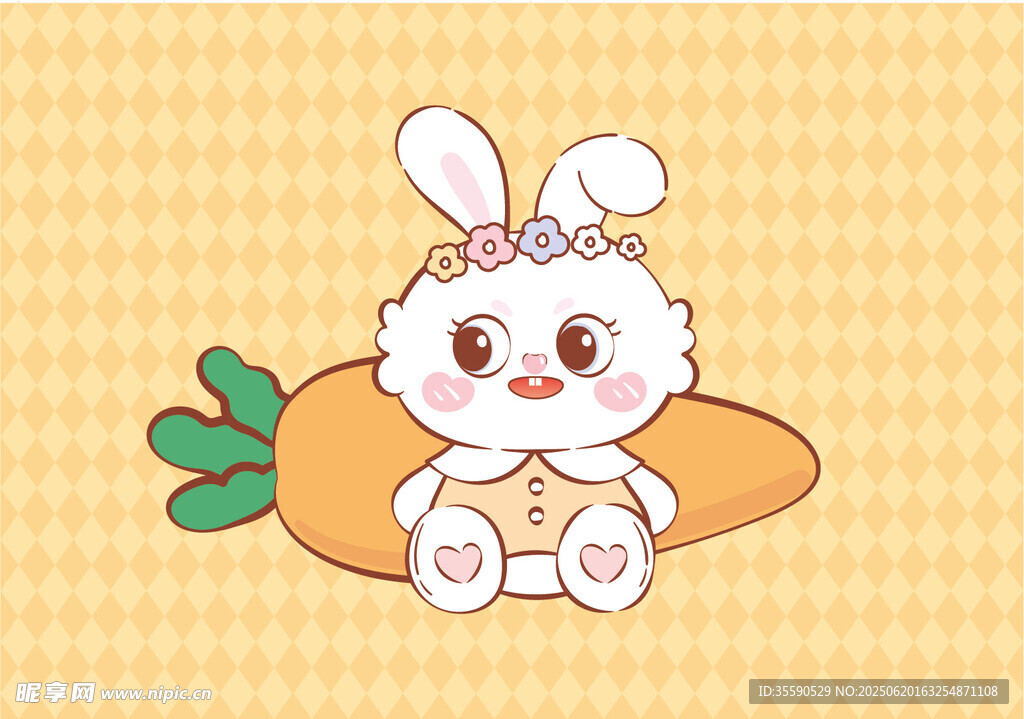 可爱小兔与胡萝卜插画