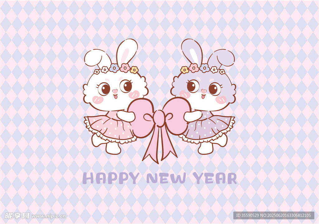 新年可爱兔子卡通形象