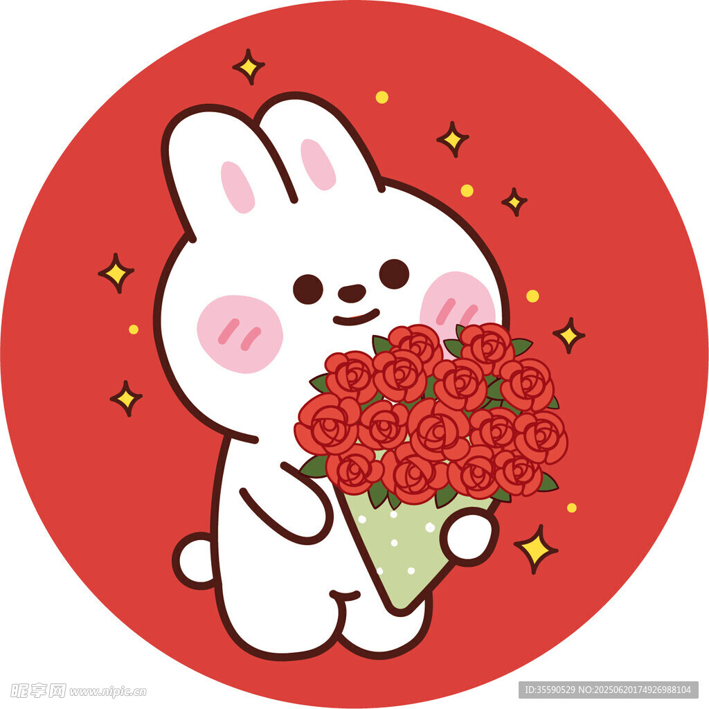 抱花萌兔贺喜