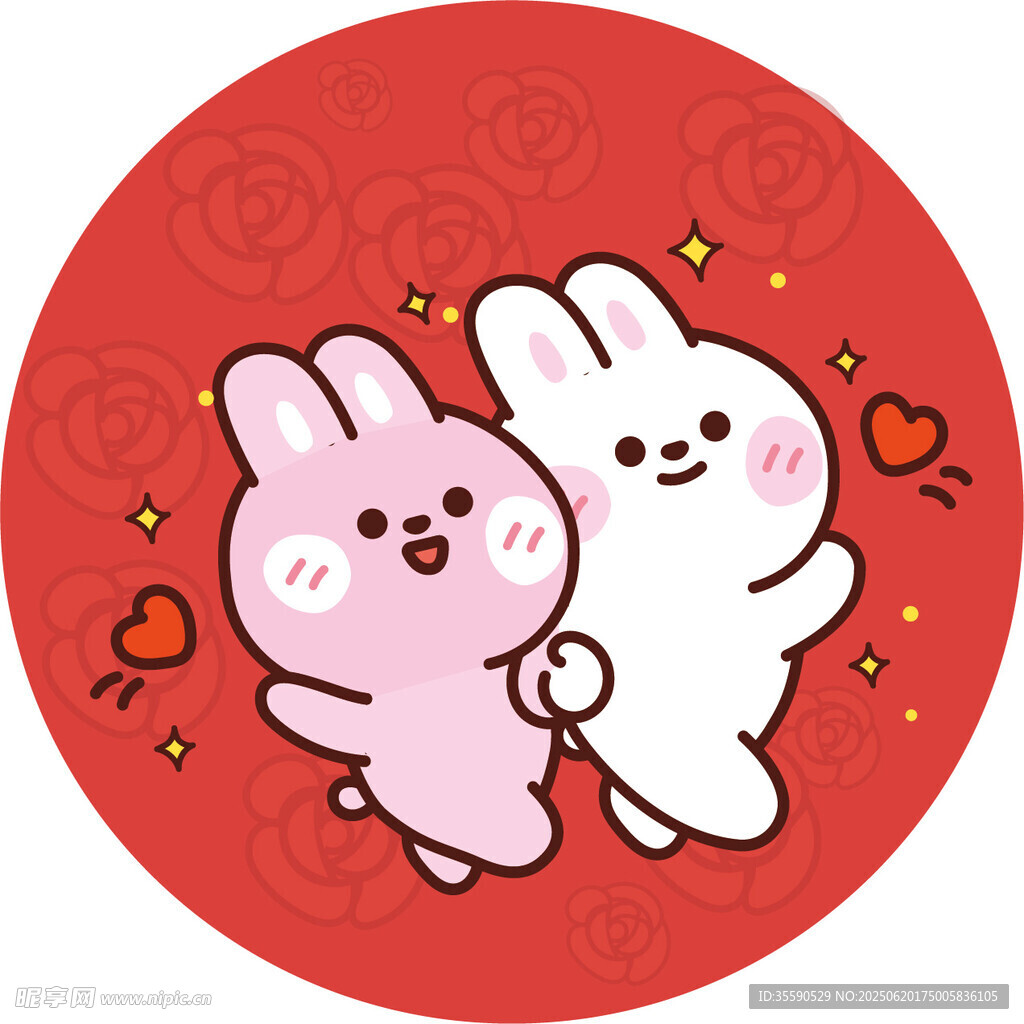 可爱双兔甜蜜互动
