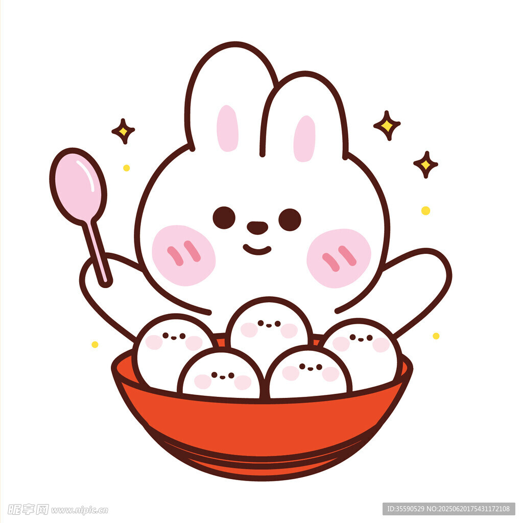 可爱小兔吃元宵