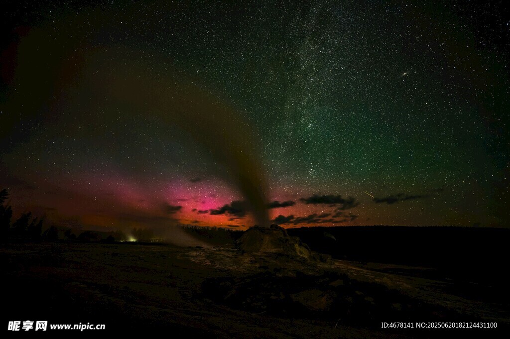 极光下的璀璨星空美景