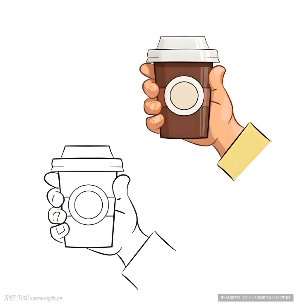 手持咖啡杯插画