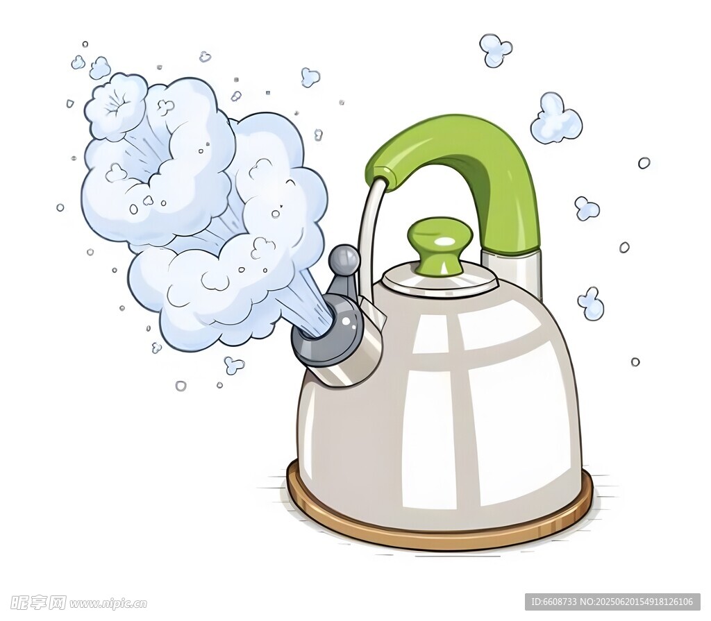 卡通风格的蒸汽水壶