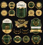 精美金色徽章标签集合