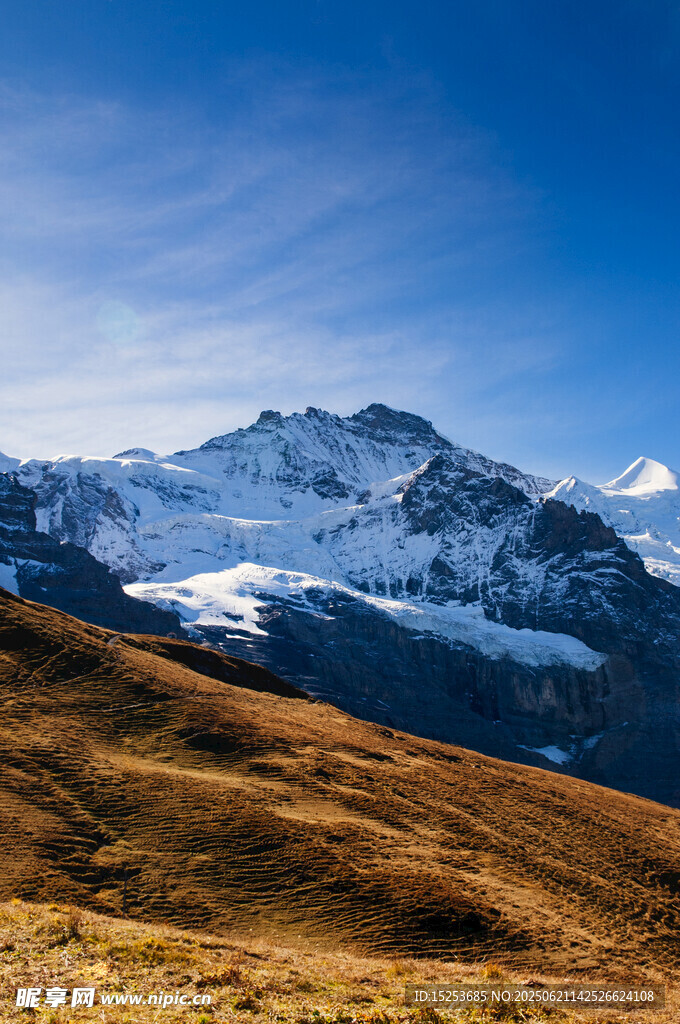 雪山下的开阔山地风光