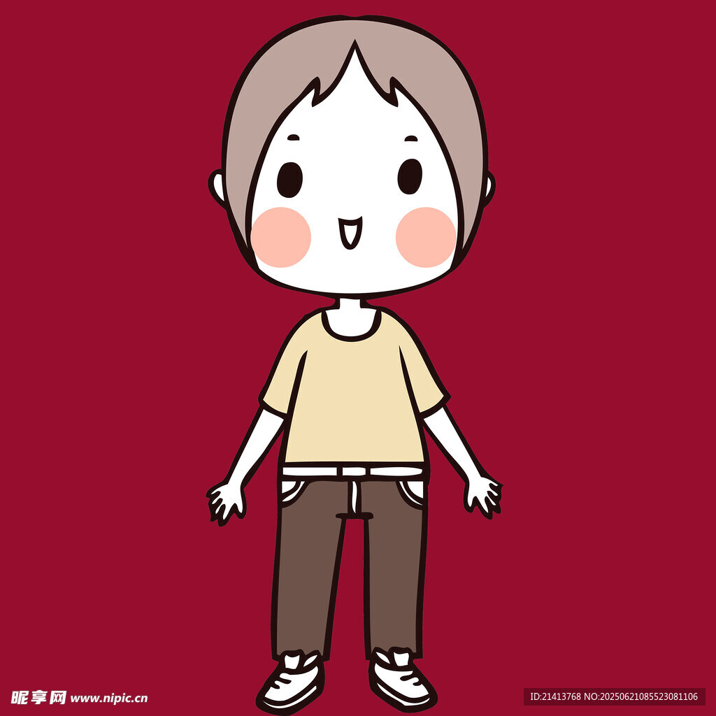卡通短发女孩站立形象